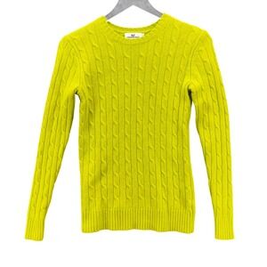 Vineyard Vines Women Cable Knit Sweater Size XS Bright Lime Wool Cashmere‎ Blend